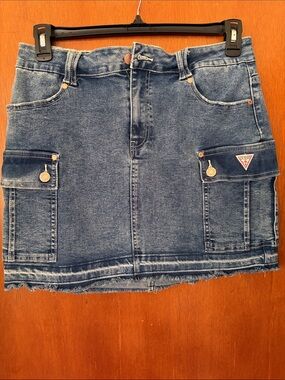 Guess Blue Denim Cargo Mini Skirt